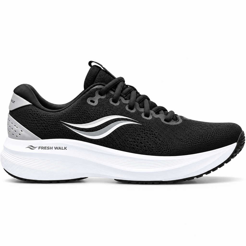 Fresh Walk CloudRun Pro Black & White Running Shoes